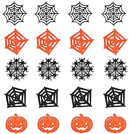 Spldsun 20 Pièces Dessous Verre Halloween, sous Verre Feutre, Absorber l'eau, Décorations Table pour Halloween (5 Modèles)