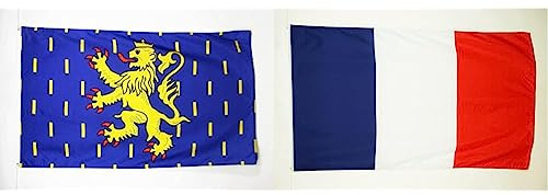 AZ FLAG - Drapeau Franche-Comté - 150x90 cm - Drapeau Franc-Comtois - Province 100% Polyester Avec Oeillets Métalliques Intégrés - Pavillon 110 g & Drapeau France - 150x90 cm - Pavillon 110 g