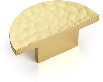 KOPPALIVE Schrankknäufe aus massivem Messing, halbrund, goldfarben, gehämmerte Schubladengriffe, moderne Möbelbeschläge für Küche, Länge 4,8 cm, 20 Stück