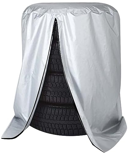 KYSUN Large Tire Cover, Tire Storage Bag & Seasonal Tire Cover, Spare Tire Bag, Wheel Protector, Tyre Covers Waterproof Sun Protection Holds Fits up to 29 Tires, Can Hold 4 Tires (Silver)