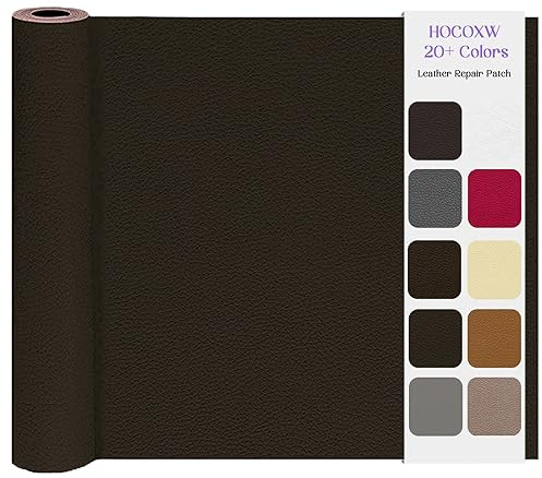 Kunstleder Selbstklebend Leder Reparatur Set, 60x120cm Lederflicken Selbstklebend, Leder Patch Selbstklebend, Kunstleder Reparaturset für Couch, Bürostuhl, Kopfteile, Möbel, Sofas, Jacken(Dunkelbraun)