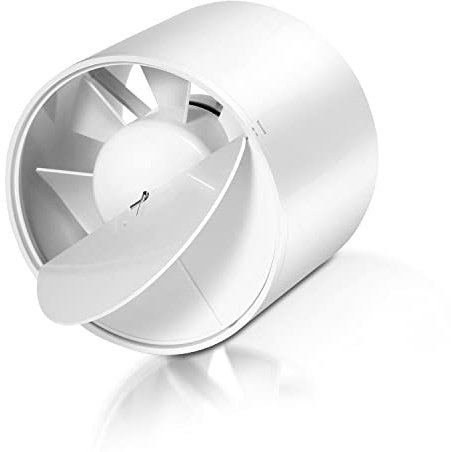 Herrselsam Ventilateur tubulaire pour canal, 100 mm, avec soupape de retour, ventilateur tubulaire résistant à la chaleur, pour salle de bain, WC, cuisine, serre, grenier