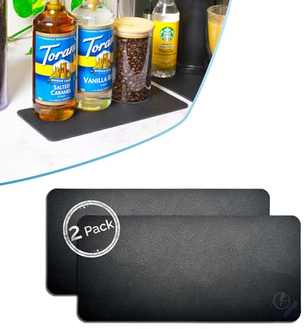 Ternal DripGuards Absorbent Counter Mat 2-Pack | Waterproof, Quick-Dry Coffee Bar Mat for Kitchen, Sink & Drink Station | Non-Slip, Spill-Proof Protector for Water, Oil & Syrup [5.5 x 12]