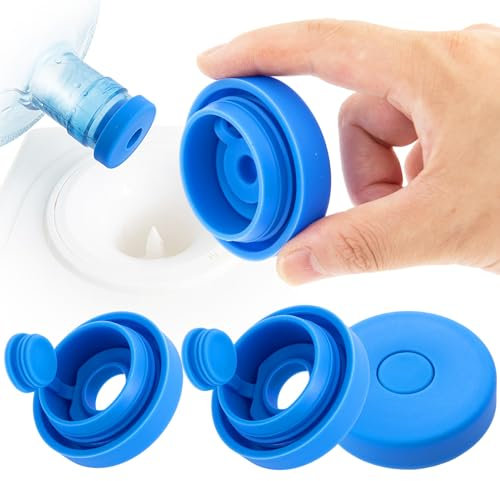 YEPfomi Reusable 5 Gallon Water Jug Caps - 4 Pack, Food Grade Silicone Material - 2/3/5 Gallon Bottle Caps Jug Lids for Water Dispenser & Pump