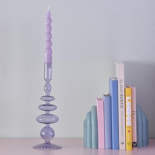 Ginger Ray Portavelas de Cristal Morado y Lila Pastel para decoración de Mesa de Fiesta