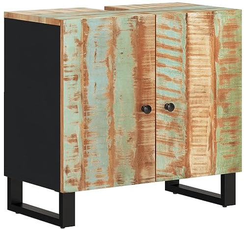 MNISDFL Set di mobili da bagno Mobiletto multiuso Arredo bagno Mobile Lavabo 62x33x58 cm Legno Massello Recupero e Multistrato