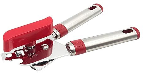 Cabilock Práctico Abrelatas De Metal Rojo Abridor De Botellas De Acero Inoxidable Resistente Para El Hogar Camping Barbacoa
