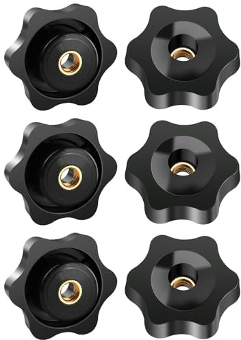 FOMGIIN 6 Pièces Ecrou à PoignéE En éToile M5 25mm DiamèTre Molette ExtéRieur Papillon Vis Moletés Filetage Moleté Bouton De Serrage Pour Machines, Meubles, Appareils De Fitne, Machines-Outils