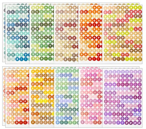 Kleine bunte Buchstaben-Aufkleber, Alphabet, Scrapbooking, selbstklebende Zahlenaufkleber, runde Zahlenaufkleber, Etiketten, Alphabet-Aufkleber, Buchstaben, 2340 Stück