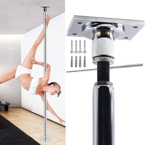 Stripper-Stangen für den Heimgebrauch, strapazierfähig, professionelle permanente Tanzstange für Fitnessstudios, 45 mm drehbare statische Tanzstange mit Deckenhalterung und Verlängerungsstange
