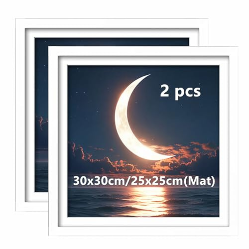 Aeadar 30x30cm Wood Picture Frame, Diamond Art & Diamond Painting Frame, 30cm x 30cm Photo Frame for Wall Decor (2 Pack, White)