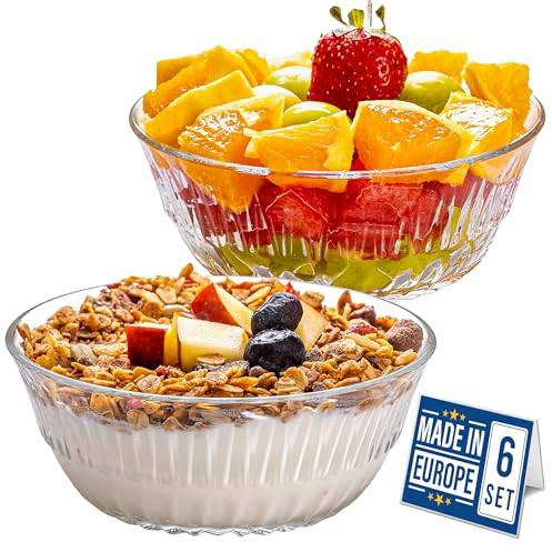 CRYSTALIA Impilabile Premium Ciotola per Dessert in Vetro 345ml SENZA PIOMBO Coppe Gelato, Bicchieri da Dessert, Ciotola per Budino Tazza da Dessert Ciotola da Immersione Coppette Vetro, Dessert Bowls