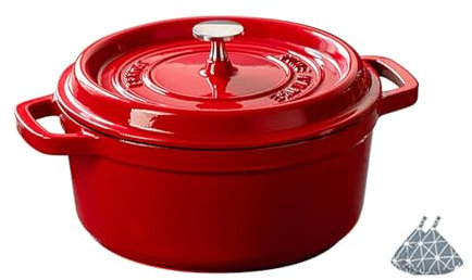 Tqertrtfxa Pentola da Forno Olandese con Coperchio, Vaso Decorativo per Il Ringraziamento di Halloween,Pentola in ghisa Smaltata, Piano Cottura a induzione, Fiamma Libera Universale(Red)