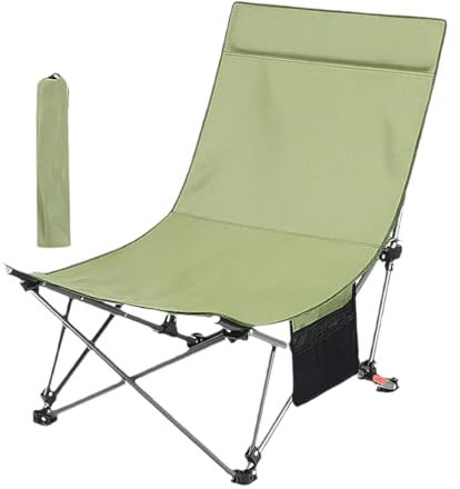 Amagogo Klappstuhl Campingstuhl Verstellbar mit Aufbewahrungstasche Strandstuhl Loungesessel für Outdoor Terrasse Büro Mittagspause Picknick, GrÜn