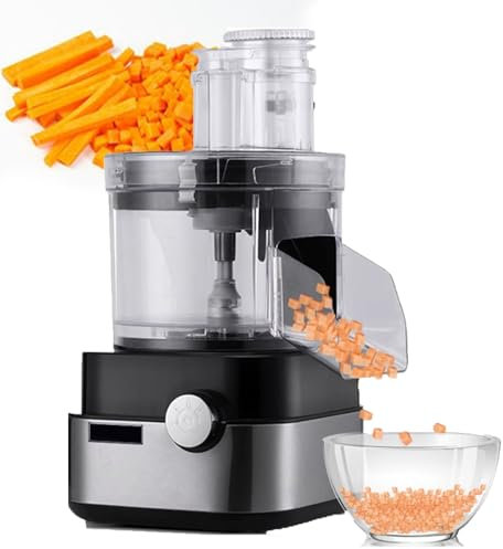 URJWAN Chopper Vegetale Commerciale Dicer Frutta Elettrica, Robot da Cucina Commerciale, 5 in 1 Tritatutto Professionale Veggie, Frutta Cibo Chopper con 6/8/10/13/15 Mm Stampi di Taglio