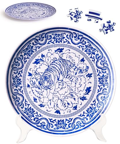 PieceRelax 3D Puzzle Plate for Adults 124 Pieces - Tiger of Fortune, Home Decor & Creative Gift for Mum and Women [PL1010]