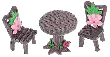 Kisangel 2sätze Miniatur Gartentisch Und Stühle Deko Figuren Kompakt Langlebig Feine Verarbeitung Für Mikro Landschaft Sandtisch Dekoration Außenbereich