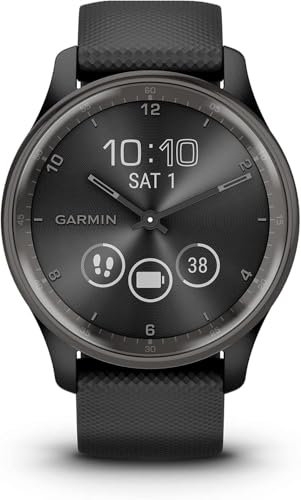 Garmin [Renewed vívomove Trend, 40mm Stylish Hybrid Smartwatch with Health and Fitness functions, Dynamic Watch Hands, Touchscreen Display and up to 5 days battery life, Black (Renewed)
