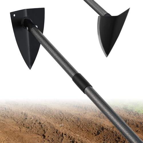 EUIJOIP Professional Triangle Hoe with Detachable Shaft - Extra Wide 9.5 Sharpened Blade for Farm/Garden, 15-71 Adjustable Stainless Steel Pole