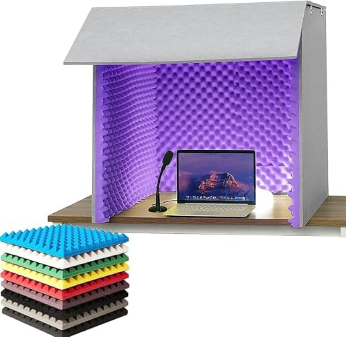 ELzEy Portable Soundproofing Shed Soundproofing Foam Sheet Vocal Shed Soundproofing Shed Sound Deadening Microphone Desktop Studio Vocal Frequency Soundproofing Foam Sheet(Purple)
