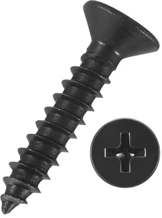 Kozelo 250pcs Phillips Wood Screws - [#6x3/4] Carbon Steel Black | Flat Head Countersunk Self Tapping Screws for Furniture Assembly, Interior Trim, Outdoor Construction