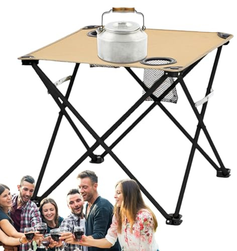 Tavolo pieghevole da campeggio – Tavolo pieghevole con 2 portabevande – da campeggio Outdoor Tavolo portatile per picnic giardino balcone viaggio