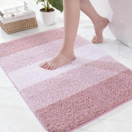 Exclusivo Mezcla Badematte rutschfest Badteppich für Badezimmer, 50X80 cm | Badevorleger Badezimmerteppich für Dusche, Weiche und Saugfähige Fußmatte, Maschinenwaschbar, Rosa