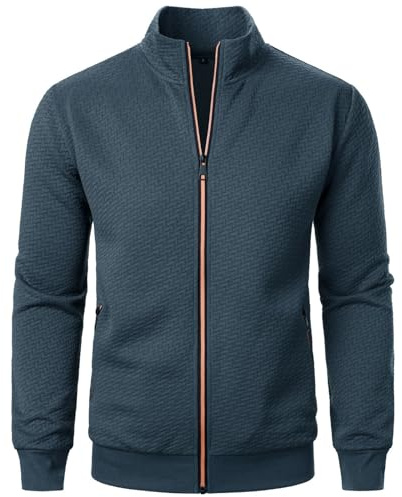 Generisch Softshell Impermeable para Hombre Resistente al Agua Chaqueta de Invierno de Manga Larga Abrigo Cuadrado de Paño Cremallera Chaqueta de Punto Sudadera Chaqueta de Seda para Hombre, gris, L