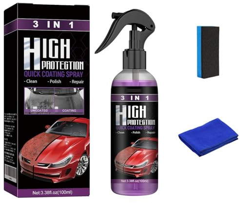 Rakiuty Spray de Revestimiento Cerámico para Coche, 3 en 1 Alta Protección, Reparación de Arañazos, High Protection 3 in 1 Spray Abrillantador para Coche