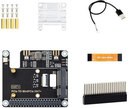PCIE a pequeño PCIe HAT+ para tarjeta WIFI de red, USB, compatible con Bluetooth, cable de expansión, tarjeta de desarrollo, accesorios