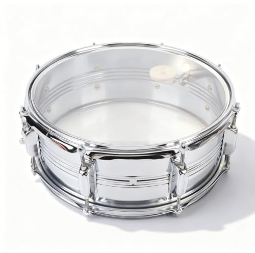 Tambor Snare Transparente, Caja de 14 con Correa Ajustable - Sonido Nítido y Duradero para Batucada y Flamenco, Ideal para Adultos y Principiantes