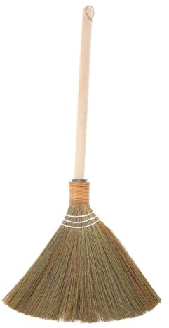 Angoily Handcrafted Natural Corn Whisk Broom Detachable Wood Handle, Soft Bristle Asian Indoor Sweeping Broom for Living Room, Lobby, and Household Dust Cleaning, Large 64cm Lightweight