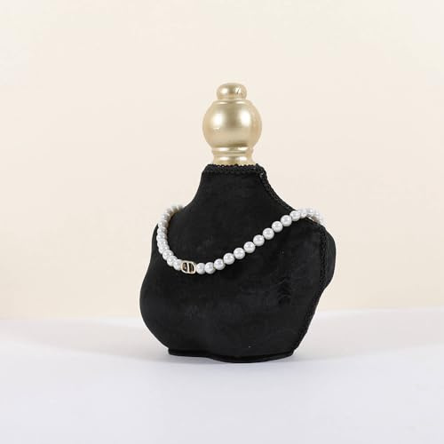 GemeShou Velvet necklace holder display stand, Black jewelry necklace display for selling, necklace mannequin for jewelry, necklace bust jewelry display for Countertop【Black-Low version】