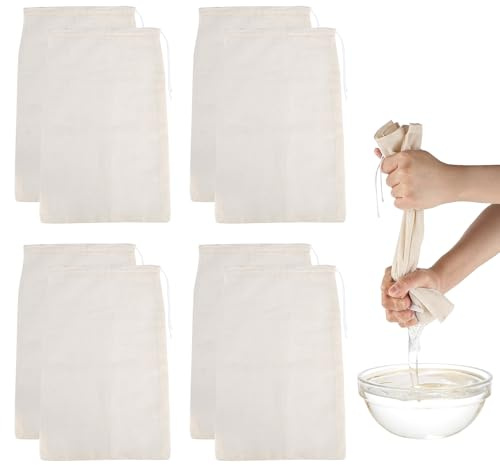 10 PCS Reusable Straining Bag, 20x30cm Cheesecloth Drawstring Mesh Bags | Strainer Bag for Cold Brew Coffee Nut Milk Yogurt Juice Food Grade Muslin Cloth Strainers for Cooking Filtering Kitchen Use