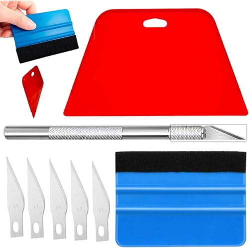 8 PCS Vinyl Wrap Tools, Car Vinyl Wrap Squeegee Smoothing Tools, Window Tint Application Kit with Squeegee, Felt Edge,Replace The Blade and Smoother,Cutter for Car Wrapping and Install Wallpaper
