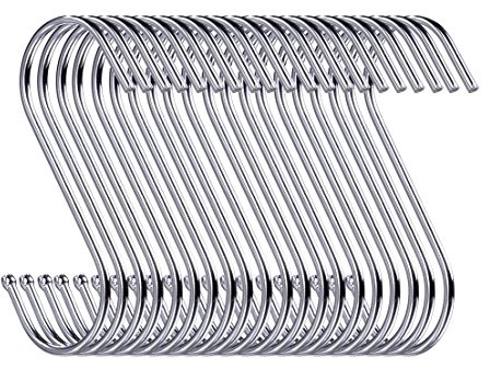 Swatowot 30 Stück S Haken, 9 cm Hängehaken, Haken Garderobe, Haken Zum Einhängen, Kleiderbügel (Silber)