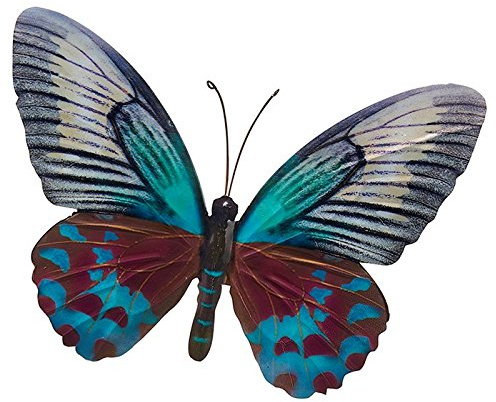 Butterfly Garden Ornament Wall Art Shudehill Home Decoration Metal Large Teal