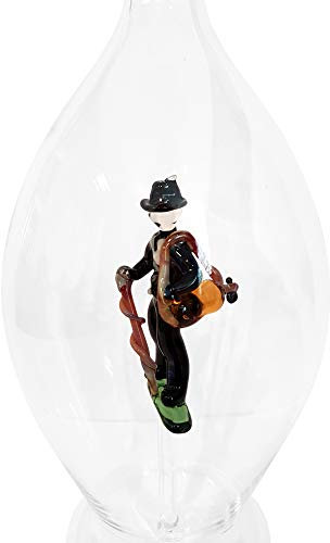 Decorativa botella de cristal garaffa jarra de vidrio soplado con la boca con un carpintero de cristal coloreado en el interior rellenable de 0,5 l capacidad, altura aprox. 30 cm,