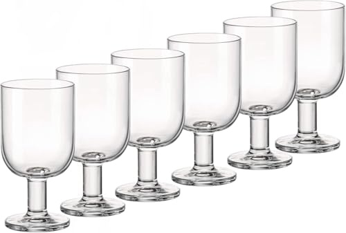 Bormioli Rocco Hosteria Goblet Stackable Wine Glasses Set of 6-11.75 Oz Clear Stemmed Drinkware for Red & White Wine - Durable Everyday Glasses for Dining, Entertaining & Bar Service