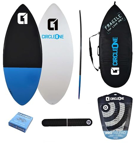 137,2 cm Epoxy+Fiberglas EPS Skimboard Paket – Tasche, Wachs, Tailpad & Bogenstange enthalten – Blau