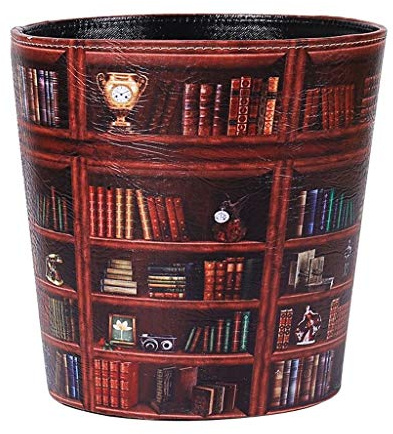 MYBA Mülleimer Leder Retro Mülleimer Papierkorb Mülleimer Papierkörbe ohne Deckel Büro Schlafzimmer (2.9gallon) Abfalleimer (Color : A, Größe : 2.9gallon)