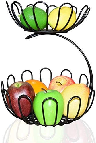 BHBXZZDB Cesto di Frutta Cesto di Frutta 2 Livelli Design Amaca oscillante Metallo Cromato Grande capacità Frutta Fresca Verdura Supporto per espositore