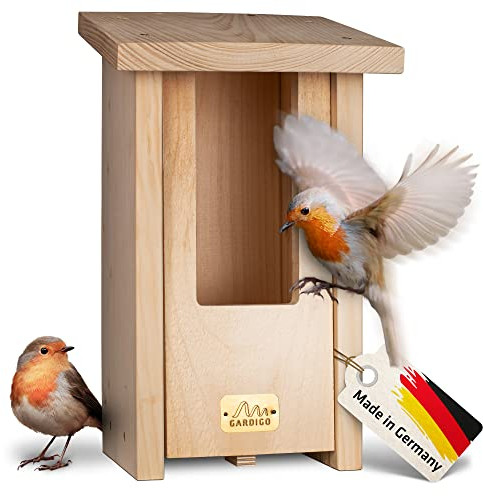 Gardigo Nistkasten für Rotkehlchen | Made in Germany, aus deutschem Holz, Vogelhaus, verschraubt, unbehandelt und wetterfest