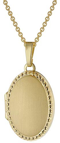 trendor Medaillon-Anhänger 333 Gold 23 mm mit vergoldeter Silberkette zauberhaftes Schmuckstück für Damen, zeitloser Halsschmuck für Frauen, 39792-42 42 cm