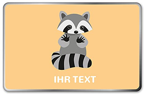 Metalldose Waschbär personalisiert mit Namen, eckig 20x13x5 cm | Waschbär-Geschenkdose mit Wunschname – freche Keksdose für Naschkatzen und Sammler, in Handarbeit bedruckt