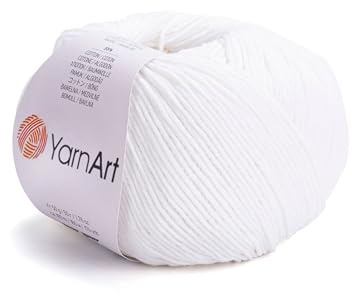 YarnArt, Jeans, Hilo de mezcla de algodón para amigurumi, ganchillo y punto, hilo turco suave 55% algodón, 45% poliacrílico, para proyectos hechos a mano, Color 1