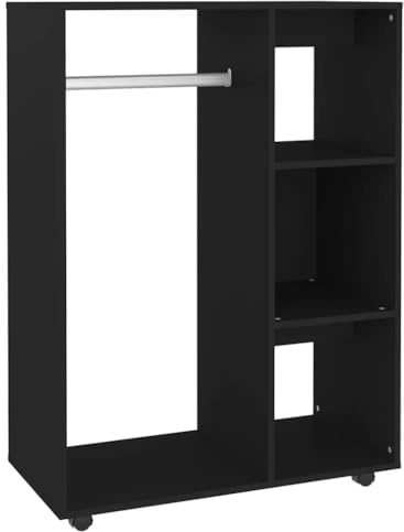 vidaXL Garde-Robe, Armoire à Vêtements, Organisateure de Vêtements, Penderie de Chambre à Coucher Maison Intérieur, Noir Bois d'Ingénierie