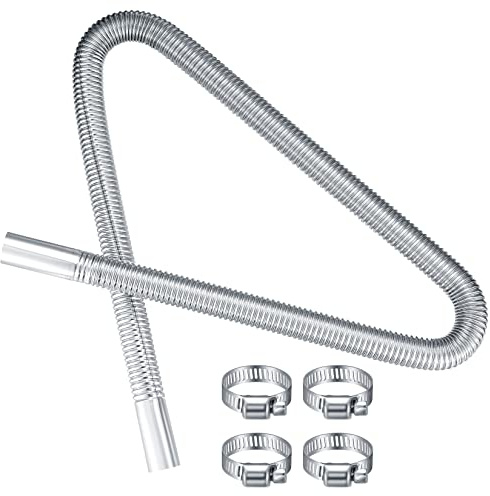 Abgasschlauch für Stromerzeuger, 25mm x 120cm Edelstahl Standheizung Auspuff Schalldämpfer, Edelstahl Auto Auspuffrohr Abgasrohr Standheizung für Diesel Heizung Kraftstofftank,mit 4 Schlauchschellen