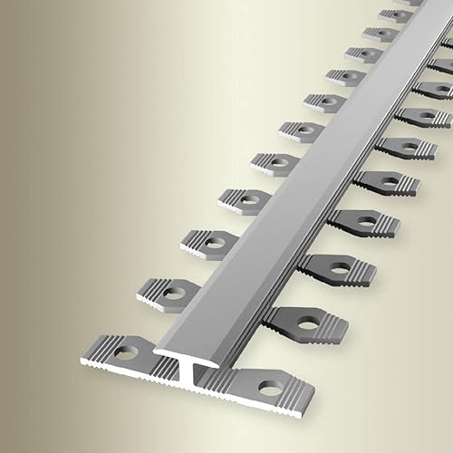 PROVISTON | Einfassprofil | Breite: 34 mm | Höhe: 4.5 mm | Länge: 2700 mm | Aluminium eloxiert | Biegbares Profil | Glatt | Silber | Offen Gestanzt