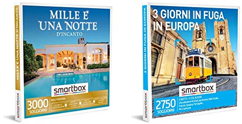 smartbox - Mille e Una Notte d'Incanto Cofanetto Regalo Coppia, 1 o 2 Notti con Colazione o 1 Notte con Colazione & 3 Giorni in Fuga in Europa - Cofanetto Regalo Coppia
